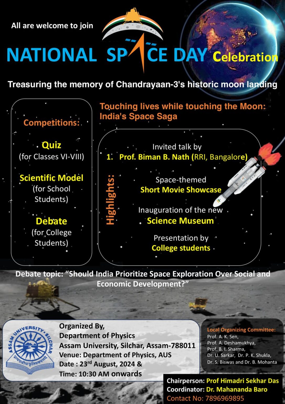 National Space Day Celebration on August 23, 2024 (Dept. of Physics